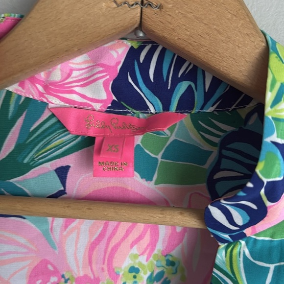 Lilly Pulitzer Shea Silk Tunic Top, Multi Island Escape XS - Picture 8 of 13